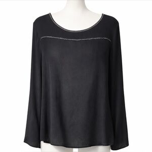 NWOT Black Women's Blouse with Beaded Trim from Cream